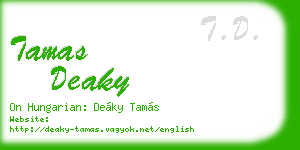 tamas deaky business card