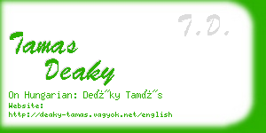tamas deaky business card